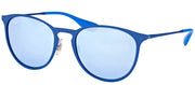 Ray-Ban Erika Metal RB 3539 90221U Round Metal Blue Sunglasses with Grey Flash Mirror Lens