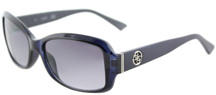 Guess GU 7410 90C Oval Plastic Blue Sunglasses with Grey Mirror Lens