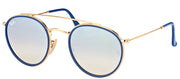 Ray-Ban Round Double Bridge RB 3647N 001/9U Round Metal Gold Sunglasses with Silver Mirror Lens