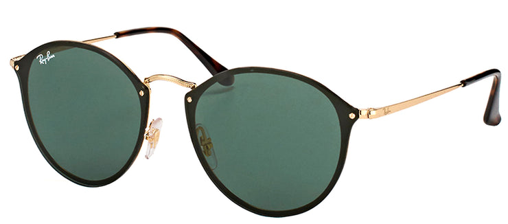 Ray-Ban Blaze Round RB 3574N 001/71 Round Metal Gold Sunglasses with Green Lens