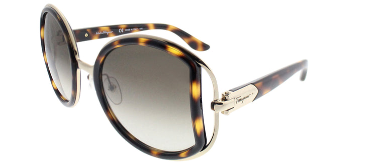 Salvatore Ferragamo SF 719S 238 Round Metal Gold Sunglasses with Grey Gradient Lens