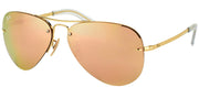 Ray-Ban RB 3449 001/2Y Aviator Metal Gold Sunglasses with Rose Mirror Lens