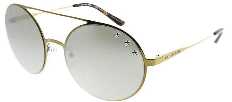 Michael Kors Cabo MK 1027 11936G Round Metal Gold Sunglasses with Silver Mirror Lens