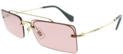 Miu Miu MU 59TS ZVN9G1 Rectangle Metal Gold Sunglasses with Light Pink Lens