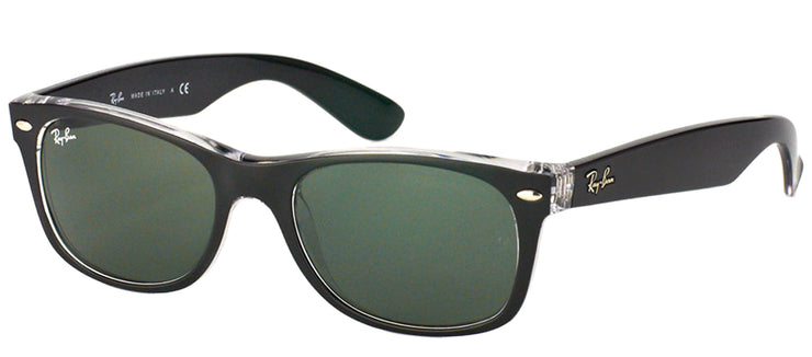 Ray-Ban New Wayfarer RB 2132 6052 Wayfarer Plastic Black Sunglasses with Green Lens
