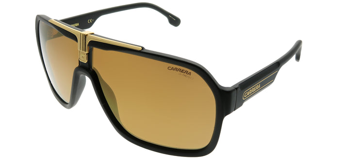 Carrera CA Carrera1014 I46 K1 Aviator Plastic Black Sunglasses with Gold Mirror Lens