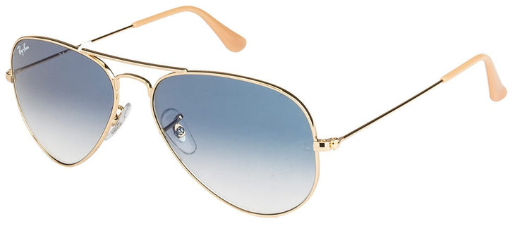 Ray-Ban RB 3025 001/3F Aviator Metal Gold Sunglasses with Light Blue Gradient Lens