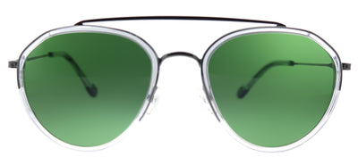 Original Penguin PE Shady CR Aviator Plastic Clear Sunglasses with Green Polarized Lens