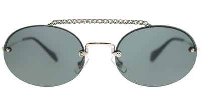 Miu Miu MU 60TS 1BC1A1 Oval Metal Silver Sunglasses with Grey Lens