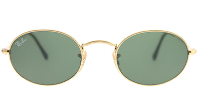 Ray-Ban Oval Flat Lens RB 3547N 001 Oval Metal Gold Sunglasses with Green Lens