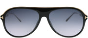 Tom Ford Nicholai TF 624 01C Aviator Plastic Black Sunglasses with Grey Mirror Lens