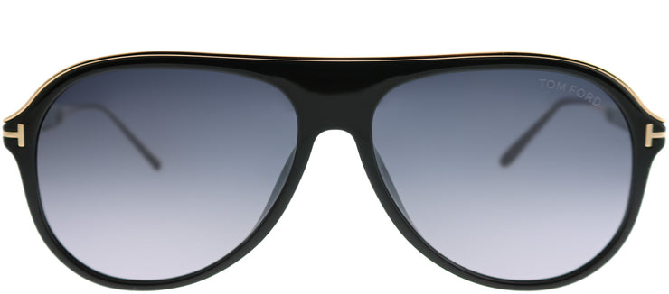 Tom Ford Nicholai TF 624 01C Aviator Plastic Black Sunglasses with Grey Mirror Lens