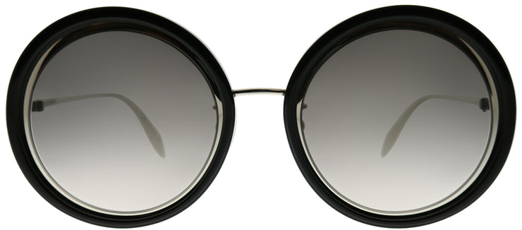 Alexander McQueen Edge AM 0150S 002 Round Acetate Black Sunglasses with Grey Gradient Lens