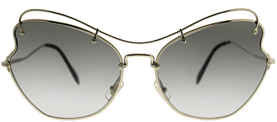 Miu Miu Scenique Collection MU 56RS ZVN0A761 Cat-Eye Metal Gold Sunglasses with Brown Gradient Lens