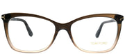 Tom Ford FT 5514 050 Transparent Brown Cat Eye Plastic Brown Eyeglasses with Demo Lens