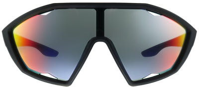 Prada Linea Rossa PS 10US DG09Q1 Sport Plastic Black Sunglasses with Blue Mirror Red Lens