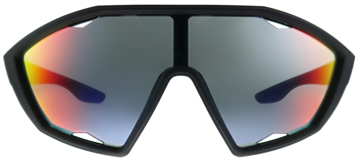 Prada Linea Rossa Active PS 10US DG09Q1 Sport Plastic Black Sunglasses with Blue Mirror Red Lens