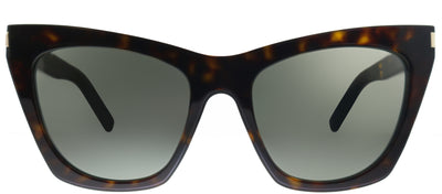 Saint Laurent Kate SL 214 006 Cat-Eye Acetate Tortoise/ Havana Sunglasses with Grey Lens