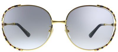 Gucci GG 0595S 002 Round Metal Gold Sunglasses with Grey Gradient Lens
