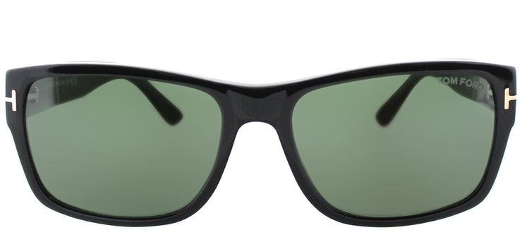 Tom Ford Mason TF 445 01N Rectangle Metal Black Sunglasses with Green Lens