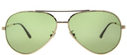 Saint Laurent Classic SL 11 Zero 002 Aviator Metal Gold Sunglasses with Green Crystal Flat Lens