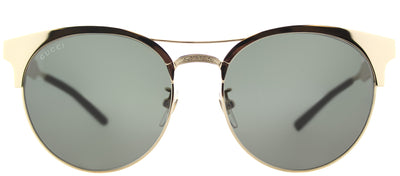 Gucci GG 0075S 003 Round Metal Gold Sunglasses with Green Lens