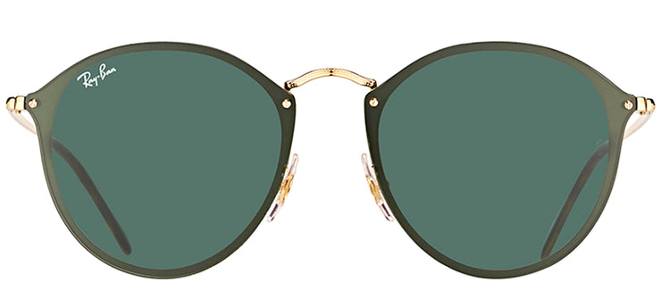 Ray-Ban Blaze Round RB 3574N 001/71 Round Metal Gold Sunglasses with Green Lens
