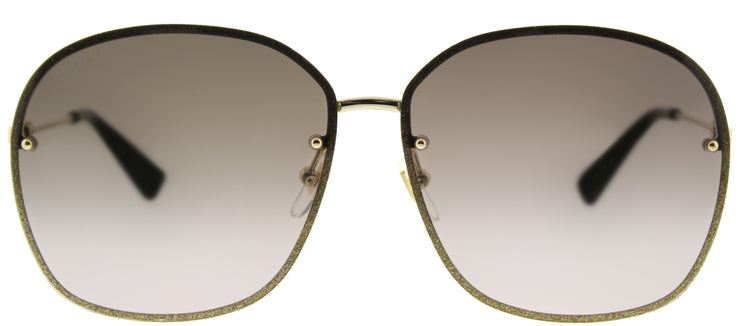 Gucci GG 0228S 003 Oval Metal Gold Sunglasses with Brown Gradient Lens