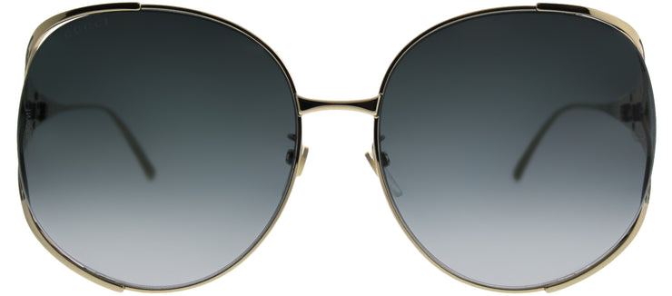 Gucci GG 0225S 001 Round Metal Gold Sunglasses with Grey Gradient Lens