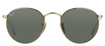 Ray-Ban RB 3447 001 Round Metal Gold Sunglasses with Green Lens