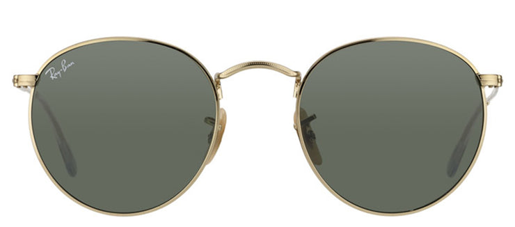 Ray-Ban RB 3447 001 Round Metal Gold Sunglasses with Green Lens