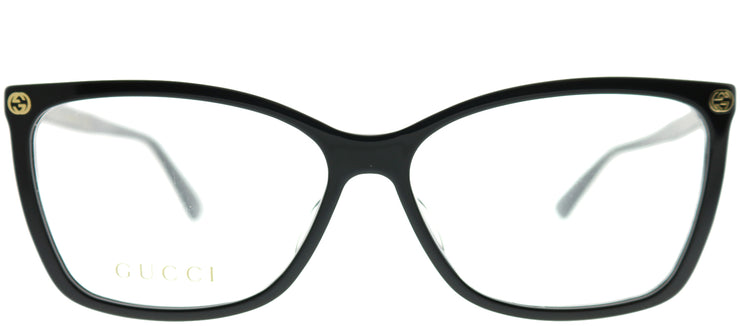 Gucci GG 0025O 001 Rectangle Acetate Black Eyeglasses with Demo Lens