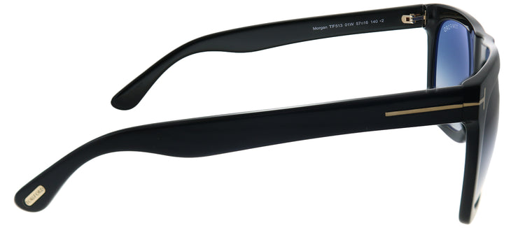 Tom Ford Morgan TF 513 01W Black Rectangle Plastic Black Sunglasses with Blue Gradient Lens
