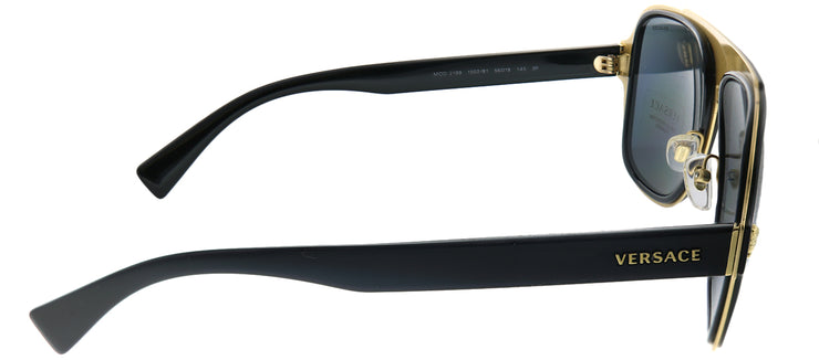 Versace Medusa Charm VE 2199 100281 Aviator Plastic Black Sunglasses with Grey Polarized Lens