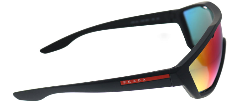 Prada Linea Rossa Active PS 10US DG09Q1 Sport Plastic Black Sunglasses with Blue Mirror Red Lens