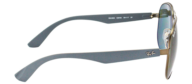 Ray-Ban RB 3523 029/9A Aviator Metal Ruthenium/ Gunmetal Sunglasses with Green Polarized Lens