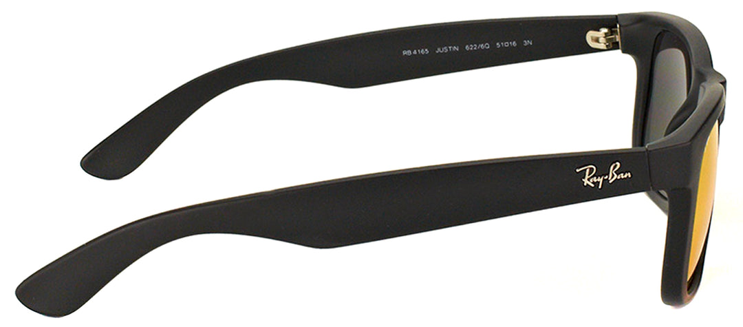 New Ray Ban RB4165 Justin 622/6Q Black Rubber Sunglasses Red Mirror Lens 51mm JUSTIN COLOR MIX Sunglasses in Rubber Black and Red Mirror  main image 2