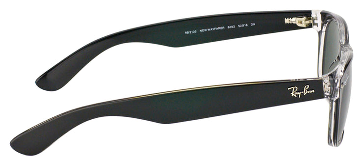 Ray-Ban New Wayfarer RB 2132 6052 Wayfarer Plastic Black Sunglasses with Green Lens