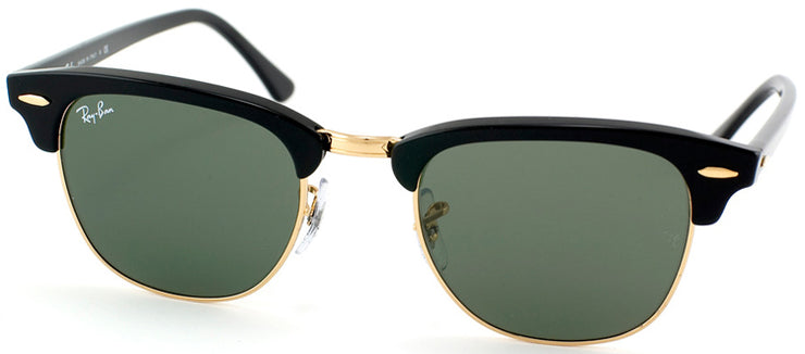 Ray-Ban RB 3016 W0365 Clubmaster Plastic Black Sunglasses with Green Lens